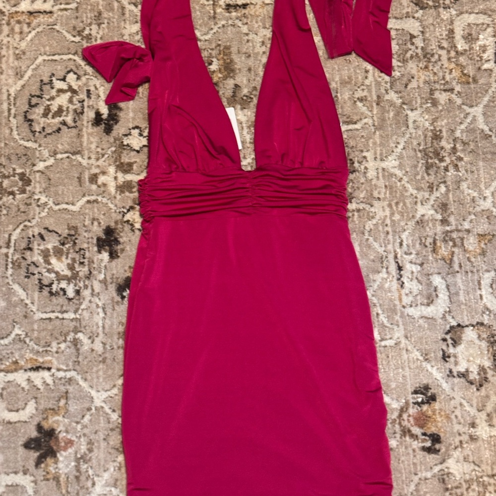 HALTER TIE MINI DRESS